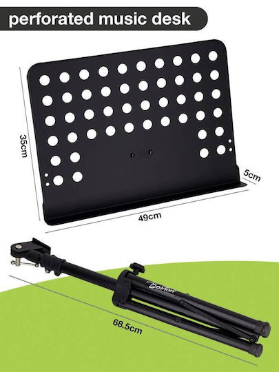 Boston Notenständer Musik Höhe 115cm Schwarz BOS-OMS302