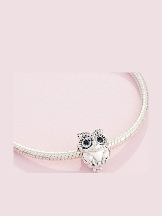 Pandora Owl Charm In Blue Silver