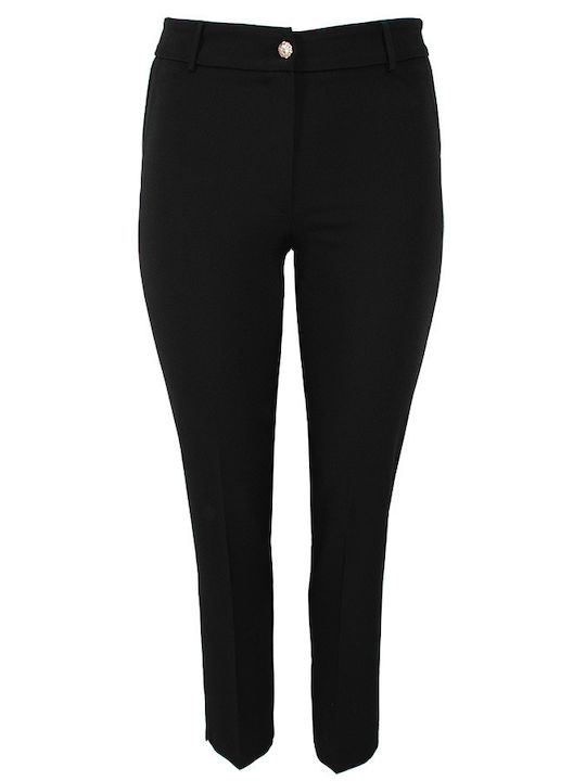 Damen Stoff Hose in Schlanker Passform Black