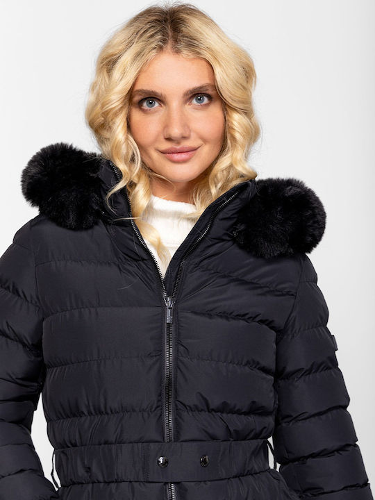 Γυναικείο Puffer Μπουφάν για Χειμώνα Μαύρο