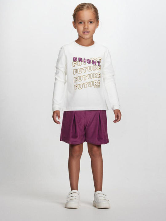 Kinderbekleidungssets mit Shorts Winter 2Stücke Weiß-Lila Bright Future