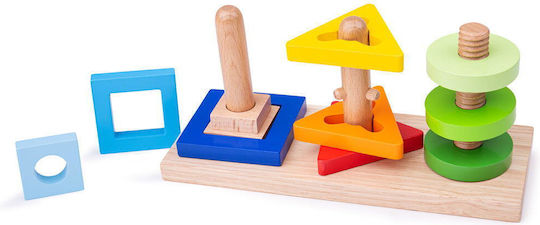 Big Jigs Παιχνίδι Ταξινόμησης Σχημάτων 3 Geometric Shapes από Ξύλο για 24+ Μηνών