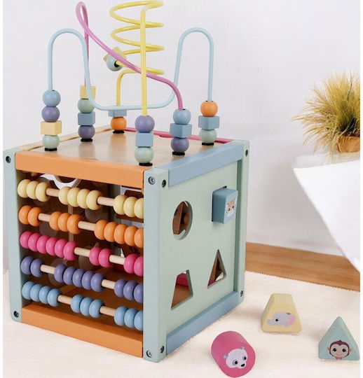 Joueco Activity Cube Activity Cube Wildies Family made of Wood for 18++ Months