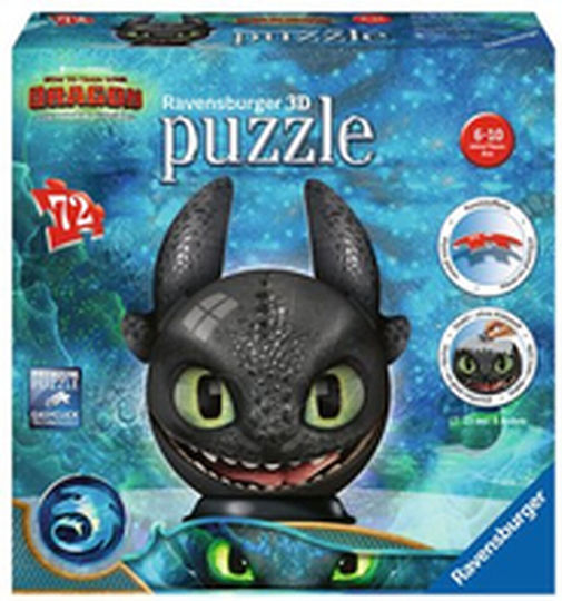 Puzzleball 3D Dragons 3 Toothless with Ears 72buc Ravensburger