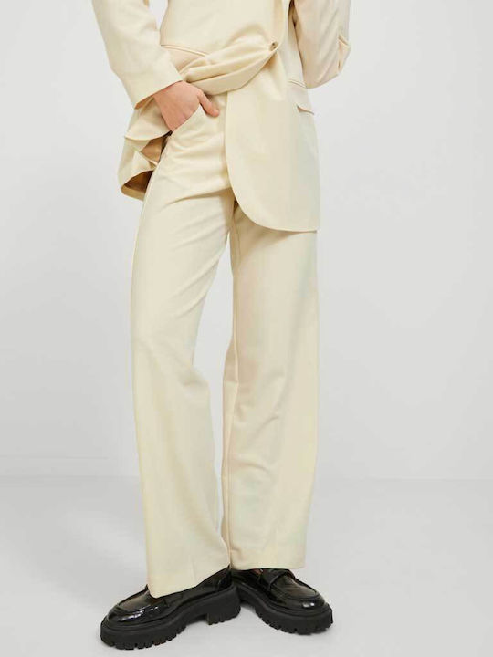 Women's High-waisted Fabric Trousers Regular Fit Seedpearl