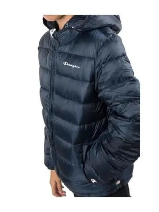 Kinder Steppjacke Kurz mit Kapuze Blau