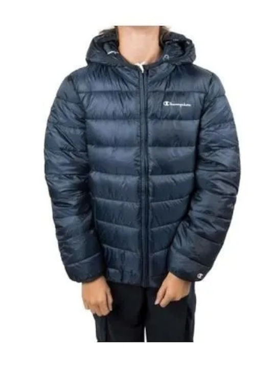 Kinder Steppjacke Kurz mit Kapuze Blau