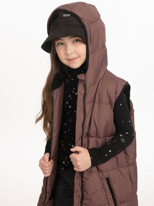 Kids' Casual Jacket Sleeveless Long with Hood Black
