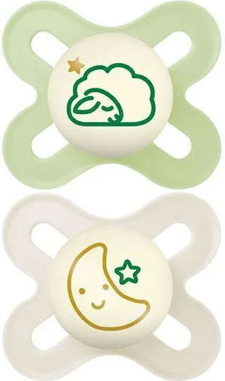 Mam Start Pacifiers Silicone Night with Case Green for 0-2 months 2pcs