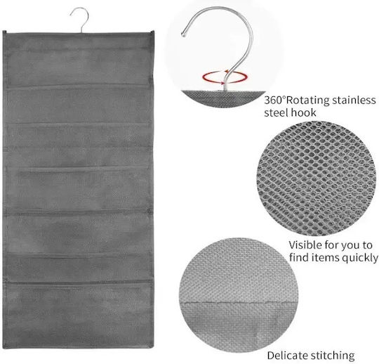 Tpster Fabric Hanging Storage Case for Underwear / Belts in Gray Color 40x78cm 1pcs
