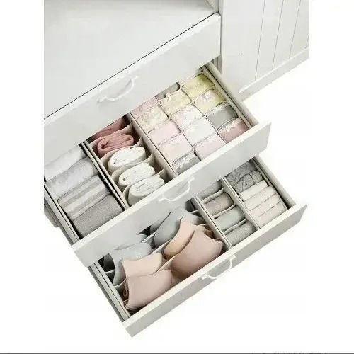 Tpster Fabric Drawer Organizer for Ties / Underwear / Belts / Socks in Beige Color 43x28x11cm 1pcs