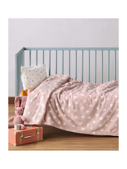 Kentia Blanket Cot Amar Fleece Pink 100x140cm