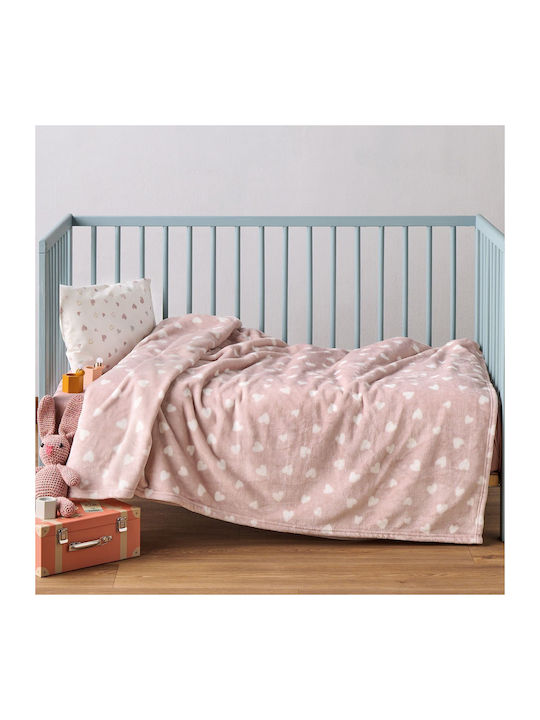 Kentia Blanket Cot Amar Fleece Pink 100x140cm