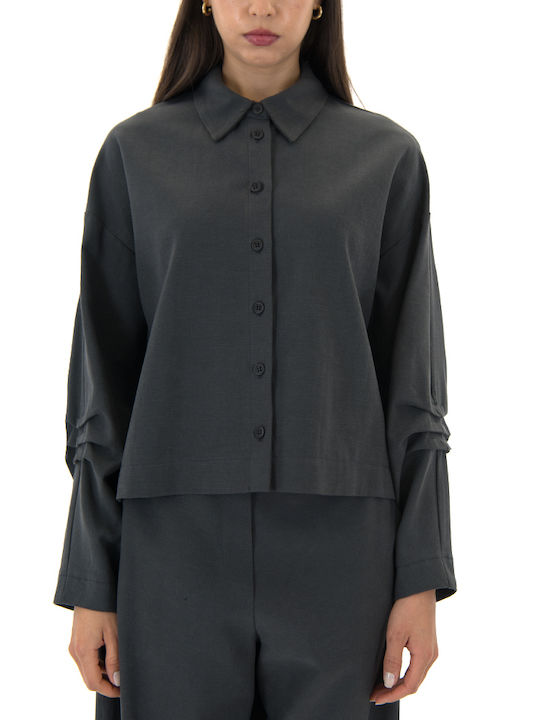 Langärmelig Damen Hemd Anthracite
