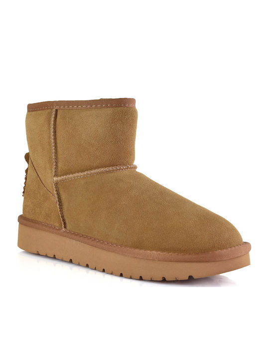 Leder Stiefeletten Damen Tabac Braun