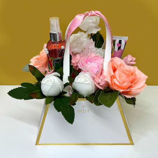 Coș Cadou Vivv Flori Handmade Cremă De Mâini Vivian Gray Apă De Colonye Eyup Amber