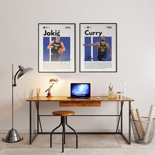 Poster Nba Greatness Series Steph Curry Snk195 21cm X 30cm Λευκή Ξύλινη Κορνίζα