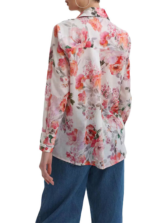 Μακρυμάνικο Γυναικείο Τζιν Πουκάμισο Pink Floral