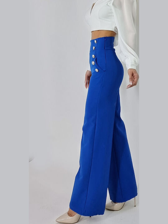 Dama Talie înaltă Tesatura Pantaloni Albastru