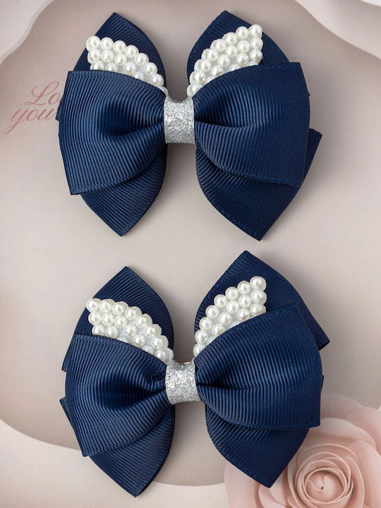 TakTakBaby Butterfly Wings Set Kids Hair Clips with Rubber Band Multicolour Bow in Blue Colour 2 Pieces