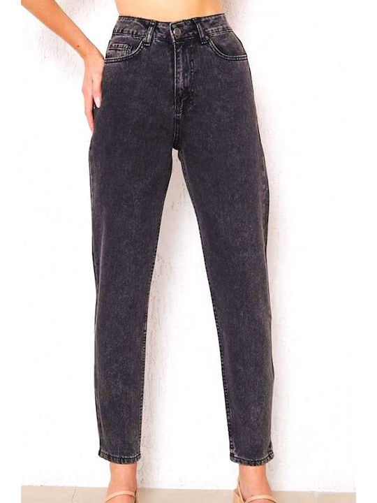 High Waist Women's Jean Trousers in Mom Fit Gray