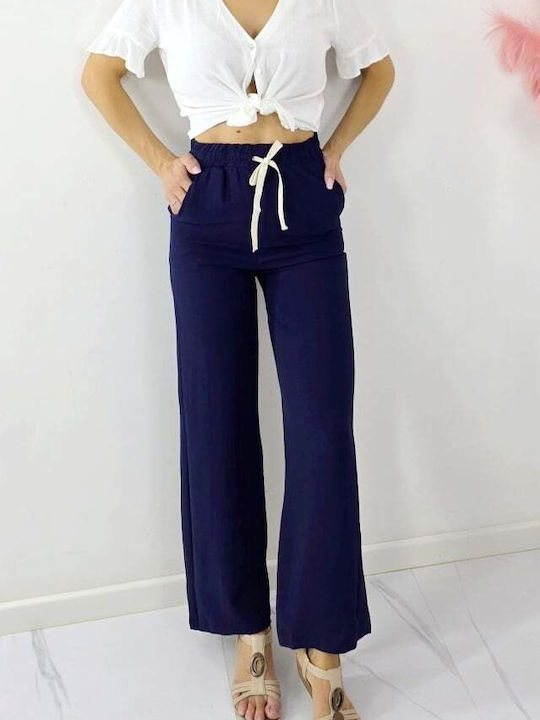 Women's Fabric Trousers Navy Blue