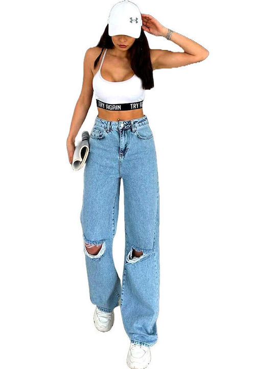 High Waist Women's Jean Trousers in Baggy Line
