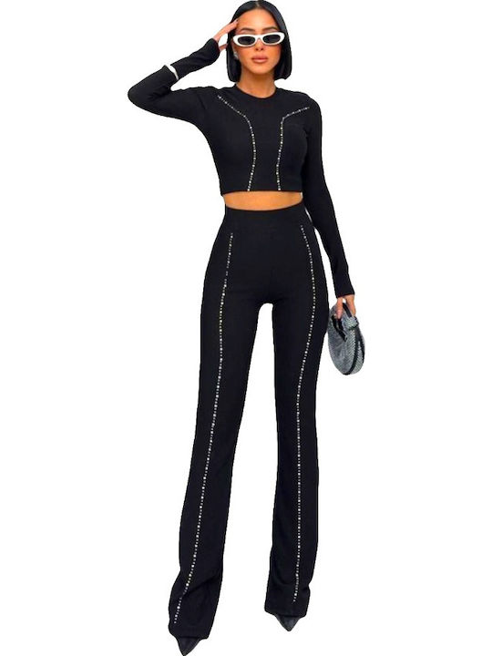 Set Negru Dama Cu Pantaloni Slim Fit