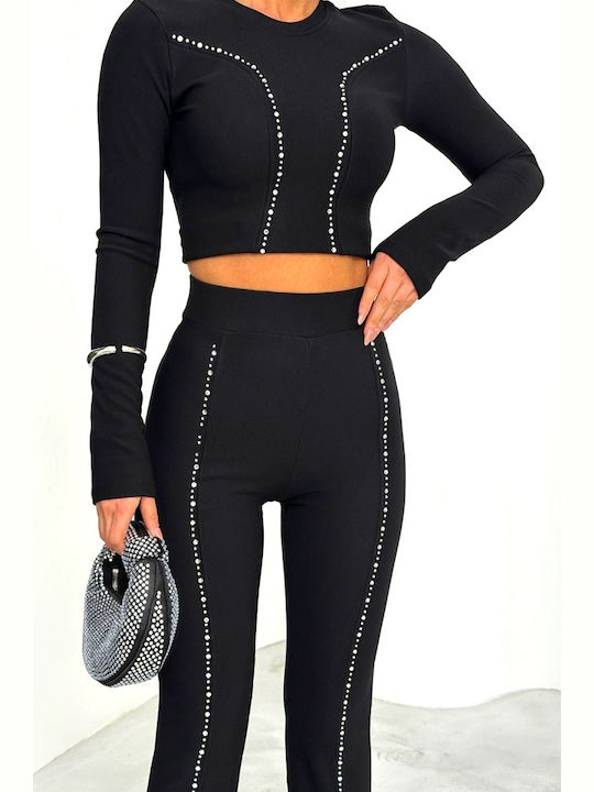 Set Negru Dama Cu Pantaloni Slim Fit