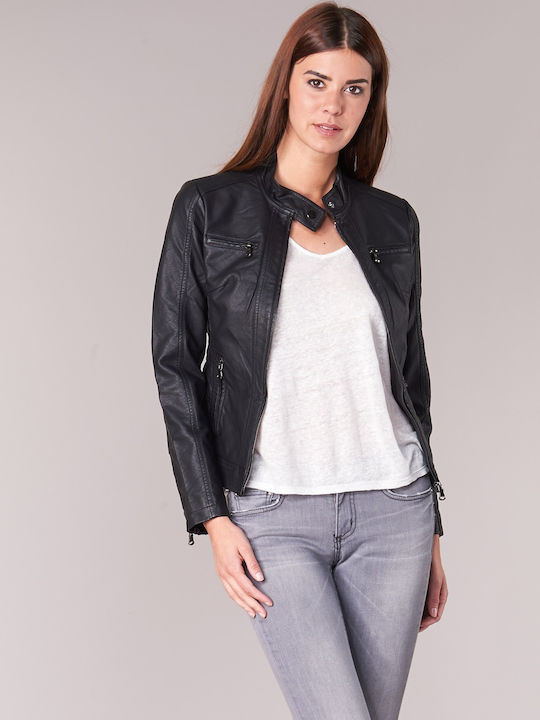 Puir Damen Biker Jacke Schwarz