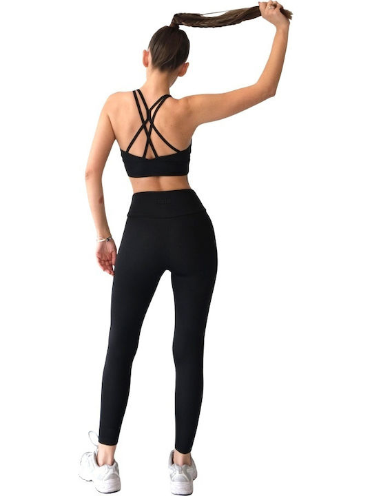 Training Damen-Set mit Gekürzten Leggings Schwarz