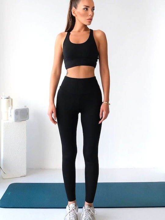 Training Damen-Set mit Gekürzten Leggings Schwarz