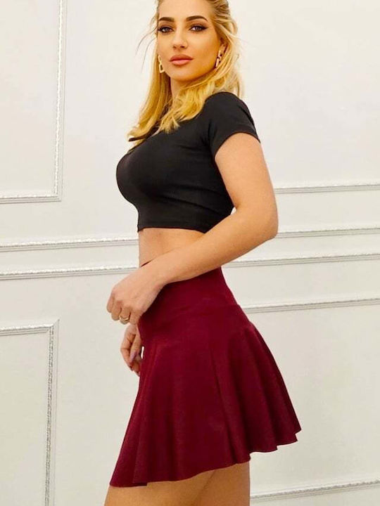 Плисе Мини Дамска Пола Червена