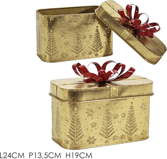 Коледна Метална Кутия Златиста 24x13.5x19см Коледна Метална Кутия Златиста 24x13.5x19см