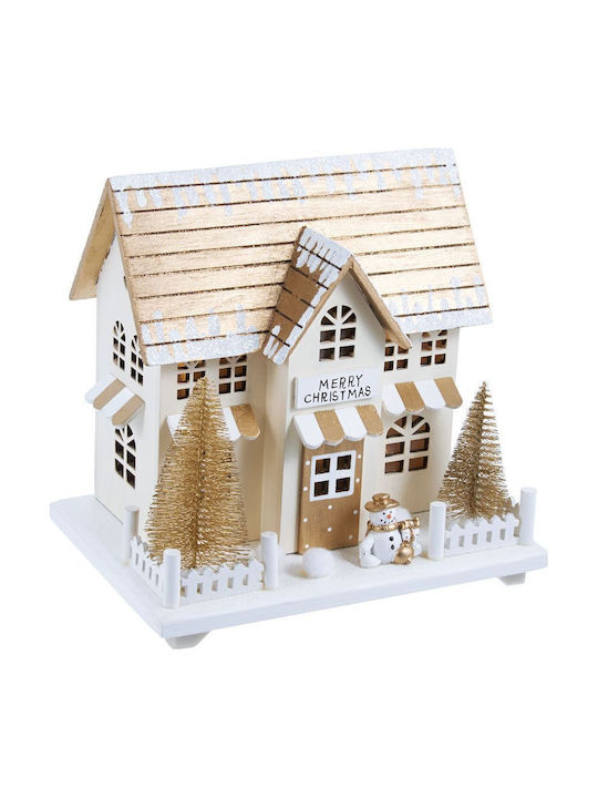 Wooden House White Gold 21.5x15x20.5 Cm 04.x-25117-2