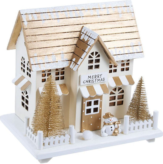 Wooden House White Gold 21.5x15x20.5 Cm 04.x-25117-2