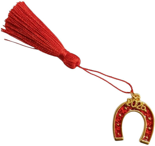 Kalliopi Silver Handmade Tabletop Lucky Charm Horseshoe Red 2026 3x3cm 1pcs