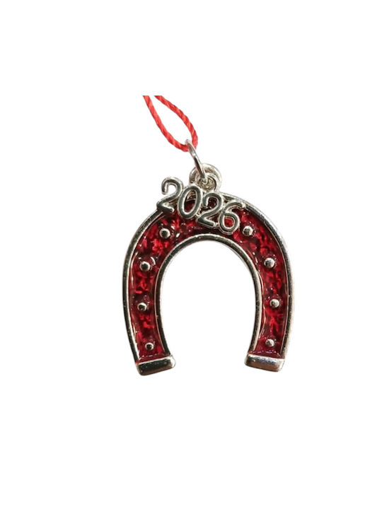 Kalliopi Silver Handmade Tabletop Lucky Charm Horseshoe Red 2026 3x3cm 1pcs