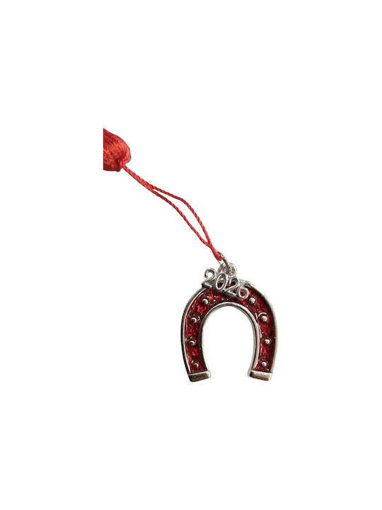 Kalliopi Silver Handmade Tabletop Lucky Charm Horseshoe Red 2026 3x3cm 1pcs