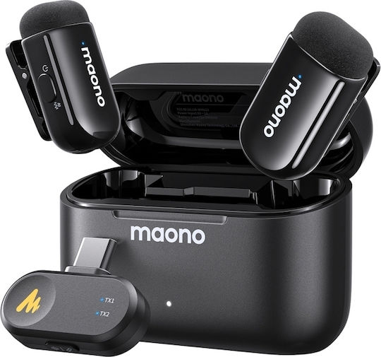 Maono WM622 PC2 Set Drahtlos Mikrofon Πέτου, Clip On Journalistisch