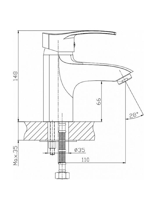 Inter Ceramic Αναμεικτική Μπαταρία Νιπτήρα Ασημί