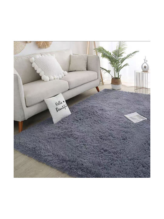 Homeone Χαλί Αντιολισθητικό Shaggy Γούνινο 60x90cm Ανοιχτό Γκρι