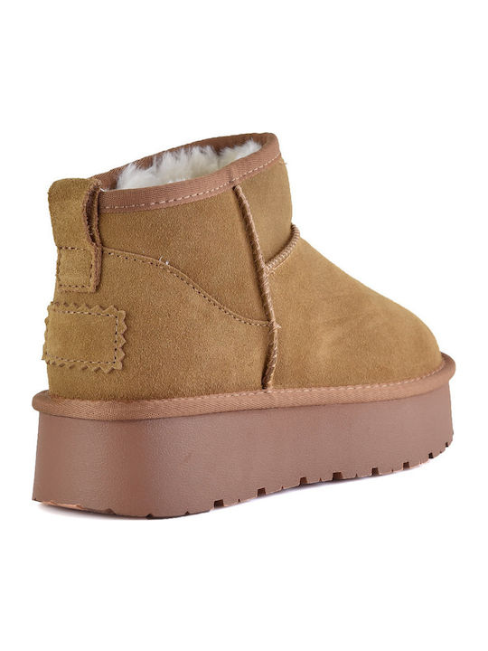 Leather Women's Boots Tabac Brown
