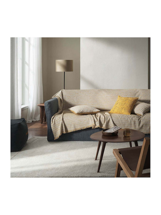 Gofis Home Vespera Decken & Couchdecken Zweisitzer-Sofa Überwurf 2 Seiten Jacquard 180x250cm Leaf Gold 148/04