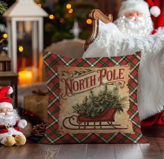 By Queen Limited Festive Edition Μαξιλαροθήκη North Pole Vintage Έλκηθρο 45x45εκ