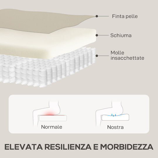 Πολυθρόνα Relax Περιστρεφόμενη με Υποπόδιο από Δερματίνη Κρέμα 97x94x98cm