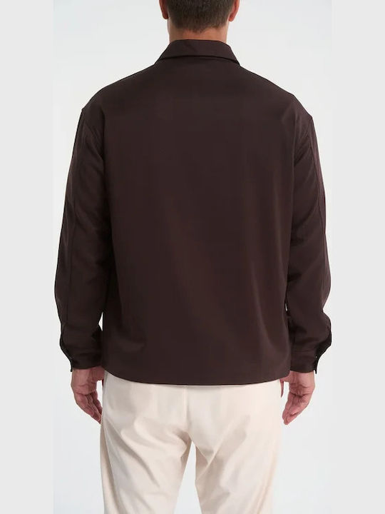 Long Sleeve Denim Overshirt Brown