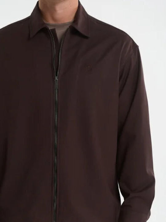 Long Sleeve Denim Overshirt Brown