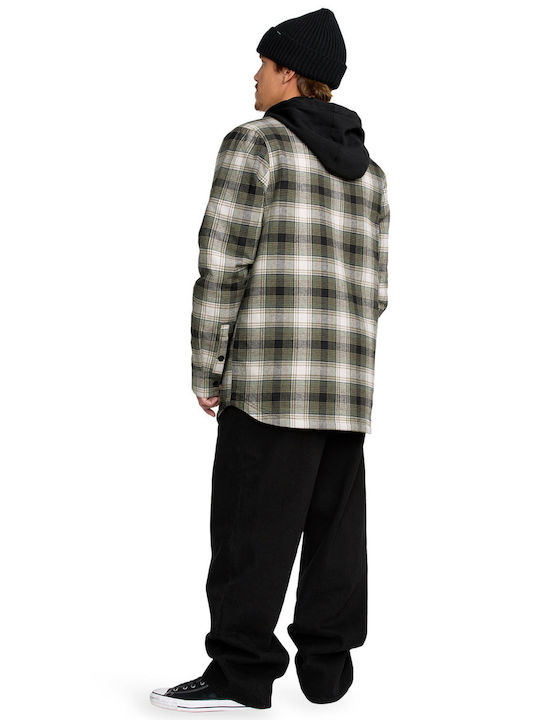 Kenson Μακρυμάνικo Φανελένιο Overshirt σε Κανονική Γραμμή Μαύρο