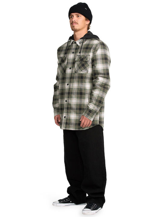 Kenson Μακρυμάνικo Φανελένιο Overshirt σε Κανονική Γραμμή Μαύρο